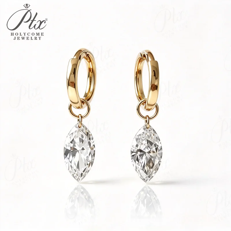 Marquise Cut Hoop Pendant Earrings 1ct Lab Grown Diamond DEF VS 925 Sterling Silve Anniversary Jewelry Gifts Holycome Jewelry