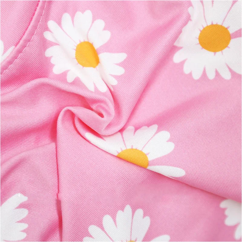 Little Daisy Short Sleeve Sweatshirt for Small Dogs Milk Silk Soft Cat Coat Overall Lovely Puppy Leisure Pink Color Pet Clothes