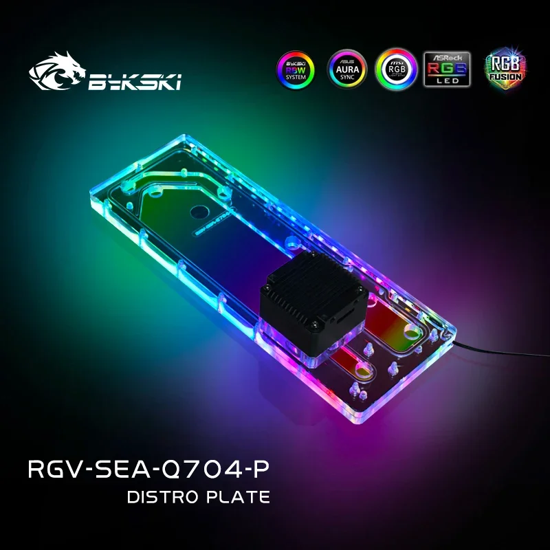 Bykski Acrylic Distro Plate For Seasonic SYNCRO Q704 Computer Case ,5V 3PIN /12V 4PIN,Support Motherboard Control,RGV-SEA-Q704-P