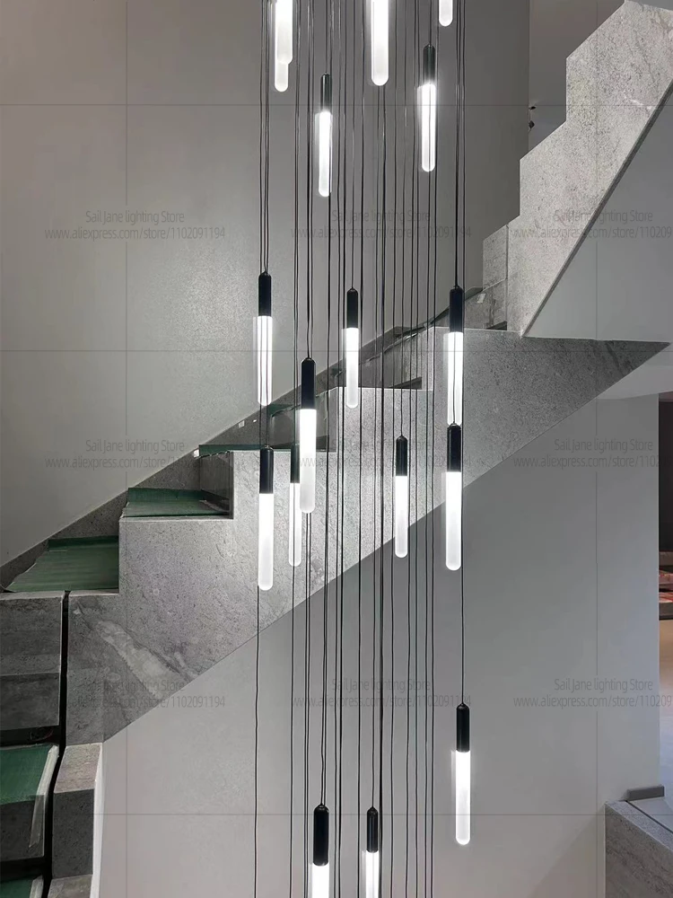 الحديثة الشمال نمط LED الثريا فيلا معلقة الفاخرة الدرج قلادة ضوء غرفة المعيشة ضوء السقف ضوء غرفة نوم المطبخ