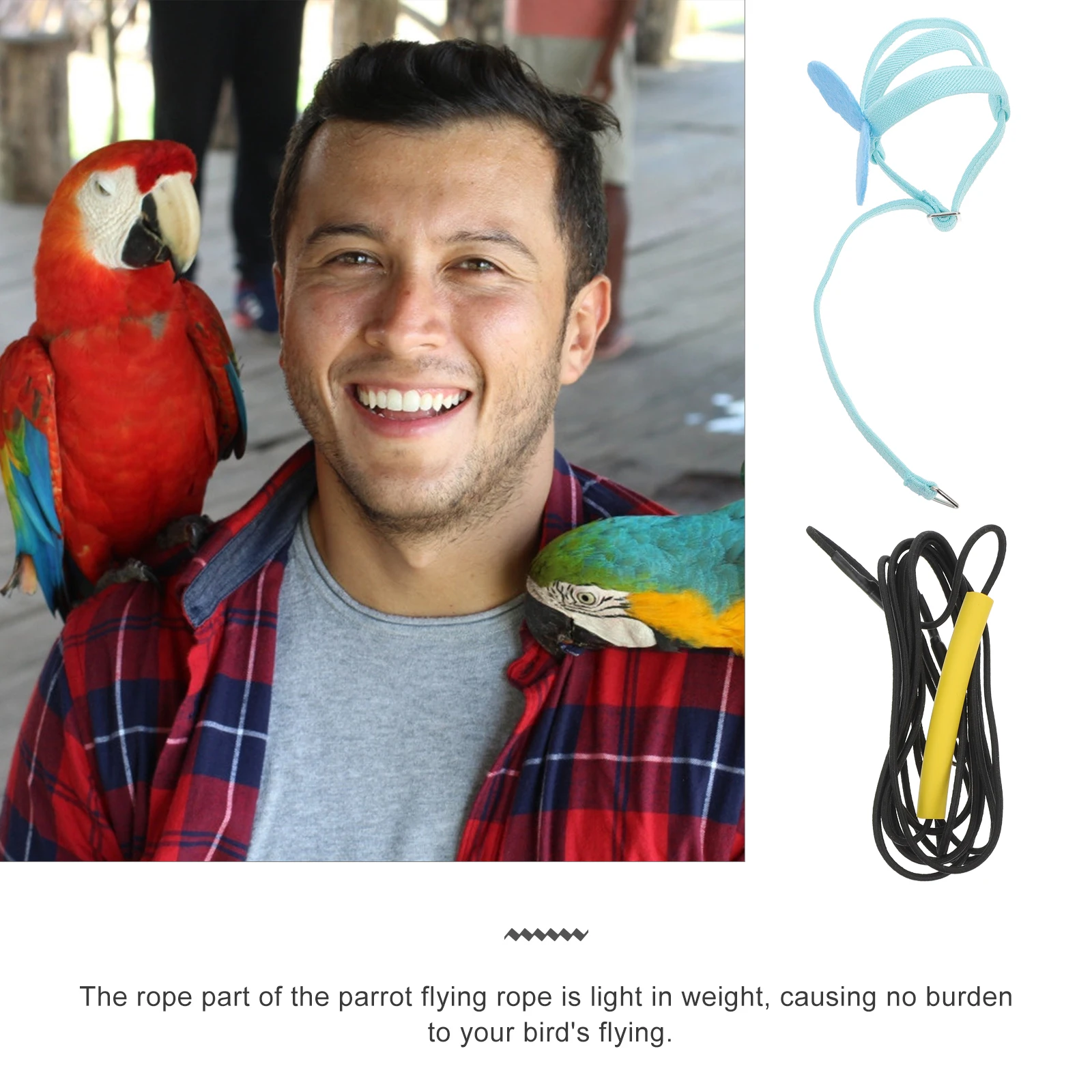 

1Pcs Back Strap Flying Rope for Birds Adjustable Harness Leash Sturdy Breathable Parrot Outdoor Flying Traction