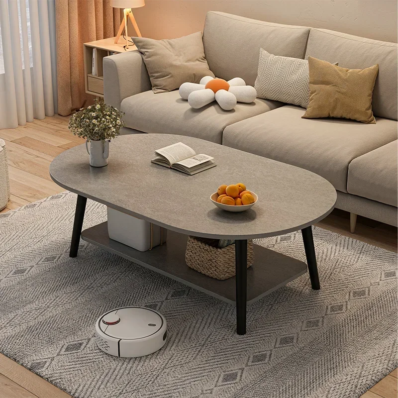 White Oval Coffee Tables Living Room Decoretion Dressing Dining Coffee Table Console Hall Design Table Basse Mesa Home Furniture