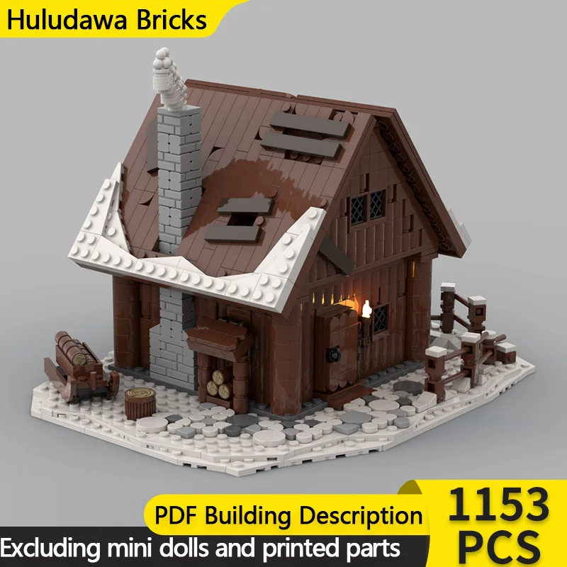 

Medieval Castle Model MOC Building Bricks Snow Wooden Cabin Modular Technology Children Holiday Gifts Assemble Toys Suit