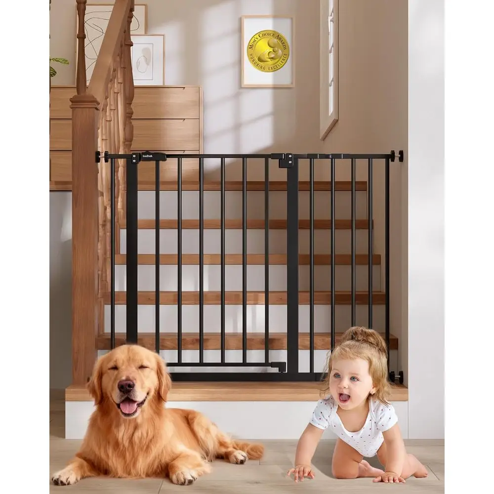 

Black 29.5-40.75 Adjustable Baby and Pet Gate with Walk-Through and Dual Lock