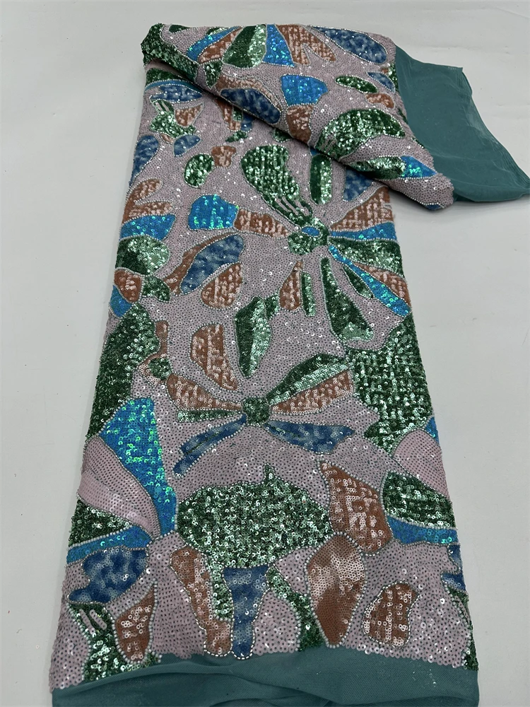 

Nigerian Luxury Sequins Lace Fabric 2026 High Quality Beads African Lace Fabric French For Women Wedding Party Dresses