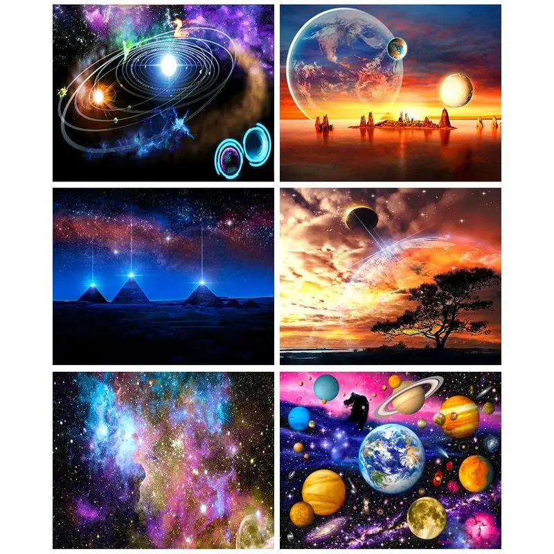 

CHENISTORY Diamond Painting Planetary Landscape Cross Stitch Diamond Embroidery Mosaic Rhinestone Picture Handmade Hobby