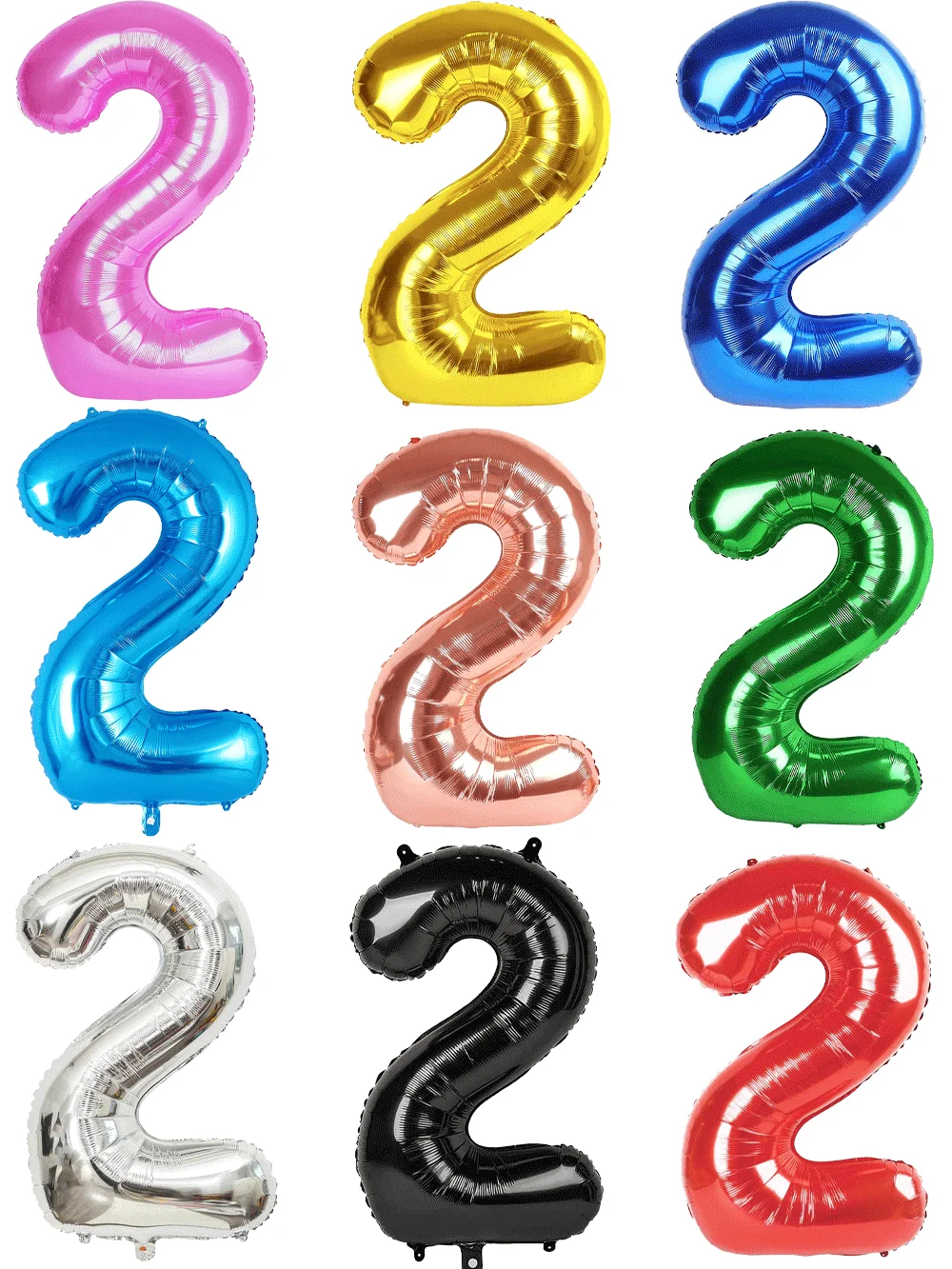 32 Zoll mehrfarbige Nummer 2 Ballon große Zahl Ballons 0-9 Jungen Mädchen Geburtstag Dekoration Frauen Männer Party Jahrestag liefert – Detail 1