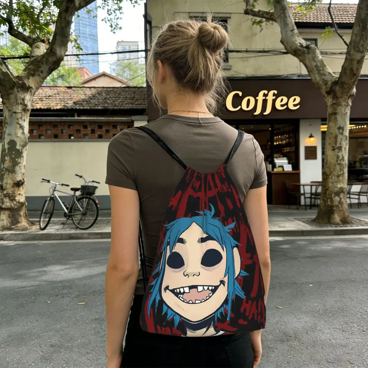 

Feel Good Gorillaz Virtual Band Backpacks Portable Drawstring Bundle Pocket Sports Bag Book Bags for Travel School