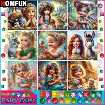 MFUN-Peinture Diamant 5D pour Salle de Bain, Portrait de Fille, Chien, Cheval, Chat, Broderie Complète, Cadeau de Festival