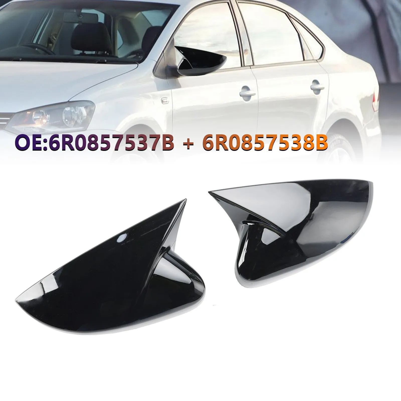 

Artudatech Gloss Black Wing Door Mirror Cover Caps for Left + Right VW Polo MK5 2009-2017 Car Accessories