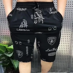 Summer Men's Clothing Letter Printing Pockets Elastic High Waisted Office Lady Straight Sweatpants Vacation Boyfriend Shorts