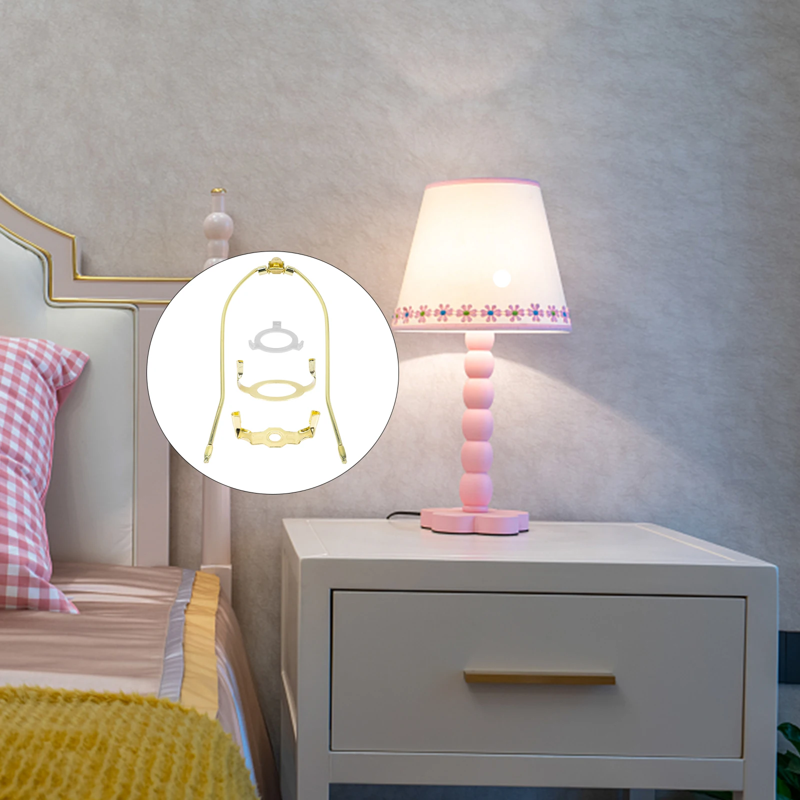 

1 Set Heavy Iron Lamp Harp Durable Modern Style Strong Support Frame Easy Install Diy Lampshade Holder Adapter Replacement Parts