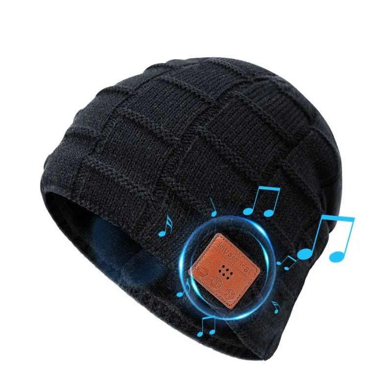 Bluetooth 5.4 Fleece Warm Knitting Winter Music Call Headset Hat Creative Design