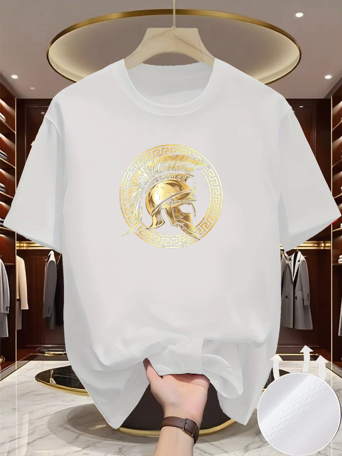 26 High end short sleeved T-shirt Men fashion brand Helmet print Spring/Summer new breathable casual Round neck Top Lightweight