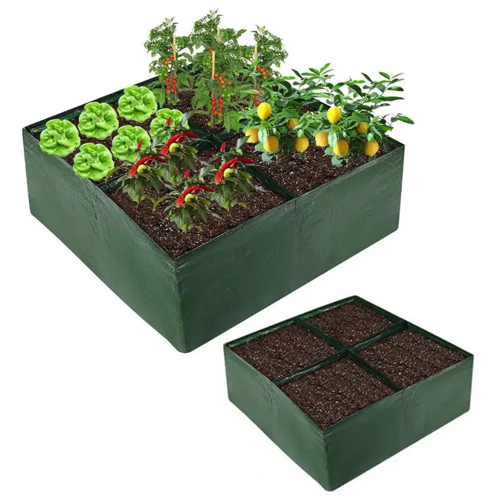 

Balcony Gardening Solutions Grow Bag for Gardening Rectangular Pe Raised Garden Bed with Multiple Grids for Growing for Outdoor