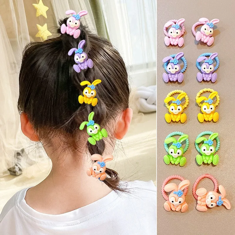 10 Stks/set Nieuwe Schattige Cartoon Hoofdbanden Meisjes Elastische Haarbanden Haaraccessoires Voor Kinderen Scrunchies Hoofddeksels Ornamenten