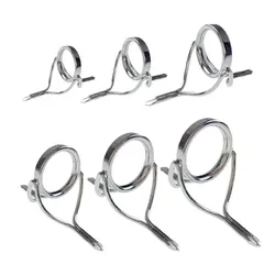 6pcs Fishing Rods Guides Ring Kit #12-#25 Stainless Steel Fishing Pole Guide Replacement Set Silver Casting Rod Repair Kits