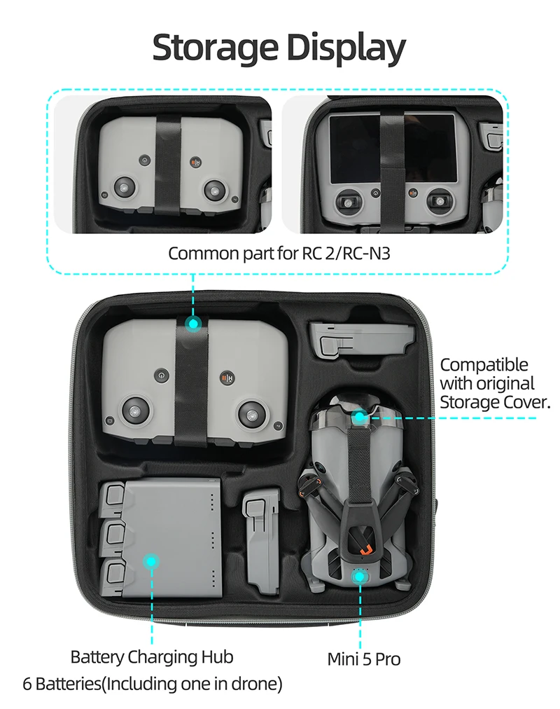ل DJI Mini 5 Pro حقيبة التخزين التحكم عن بعد واقية مكافحة الإفلات حقيبة كتف حقيبة يد محمولة ملحقات طائرة بدون طيار