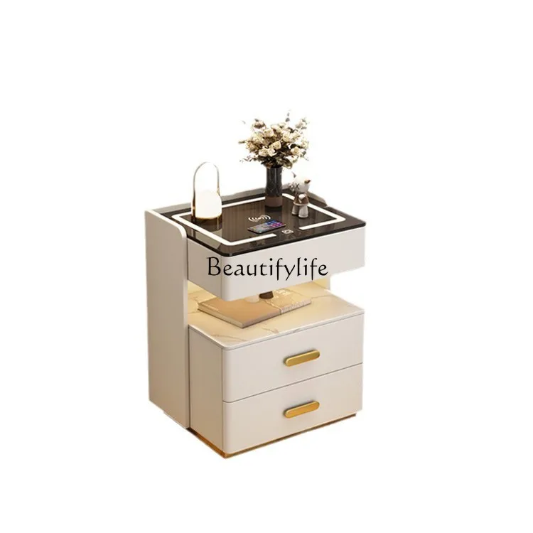 

Light Luxury Solid Wood Bedside Table casual Modern Household Multi-Functional