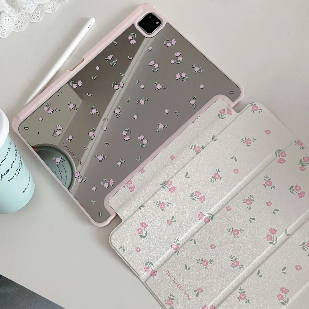 Funda sencilla con flores y Portalápices para iPad Air, 5. ª y 4. ª generación, 10,9, iPad Pro 11, 10,2, 8, 9. ª, Air3 pro10.5, 10. ª generación