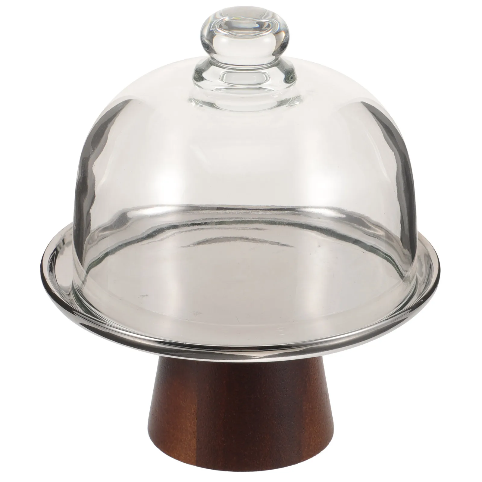 

Cake Display Stand with Lid Wood Ceramic Glass Dome Thick Base Cupcake Dessert Plate for Party Wedding Cake Stand