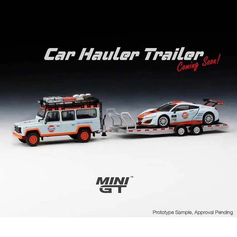 MINIGT Diecast Alloy 1:64 AC19Gulf Oil Silver Trailer Car Model Adult Classic Collection Static Display Boy Toys