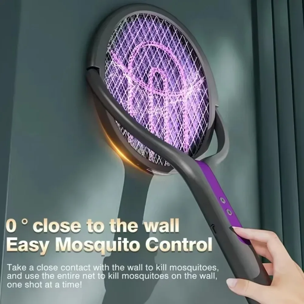 New Automatic Mosquito Swatter, Telescopic Rotatable Mesh for Wider Coverage, USB Charging Fast Kill Long Standby Time