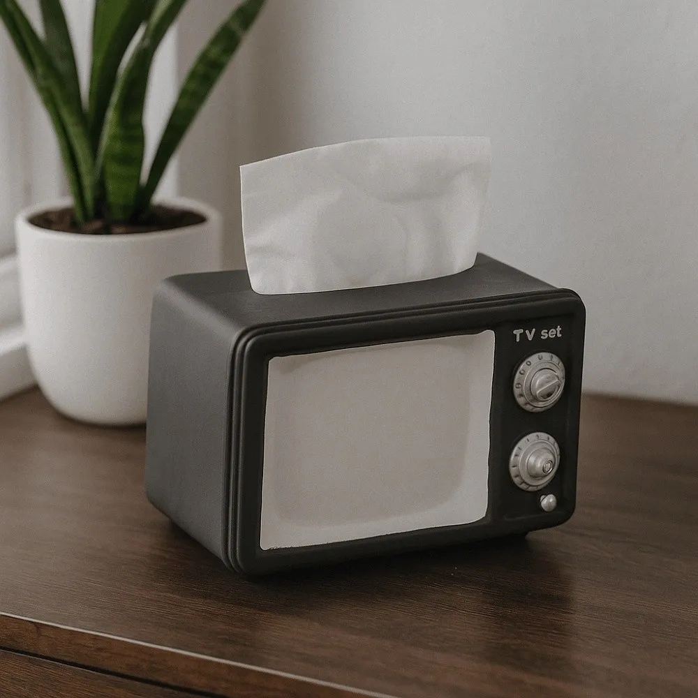 

Винтажная ТВ-коробка для салфеток с защитой от падения, орнамент, декоративная мультяшная винтажная ТВ-коробка для хранения салфеток, коллекционная милая винтажная игрушка-модель телевизора