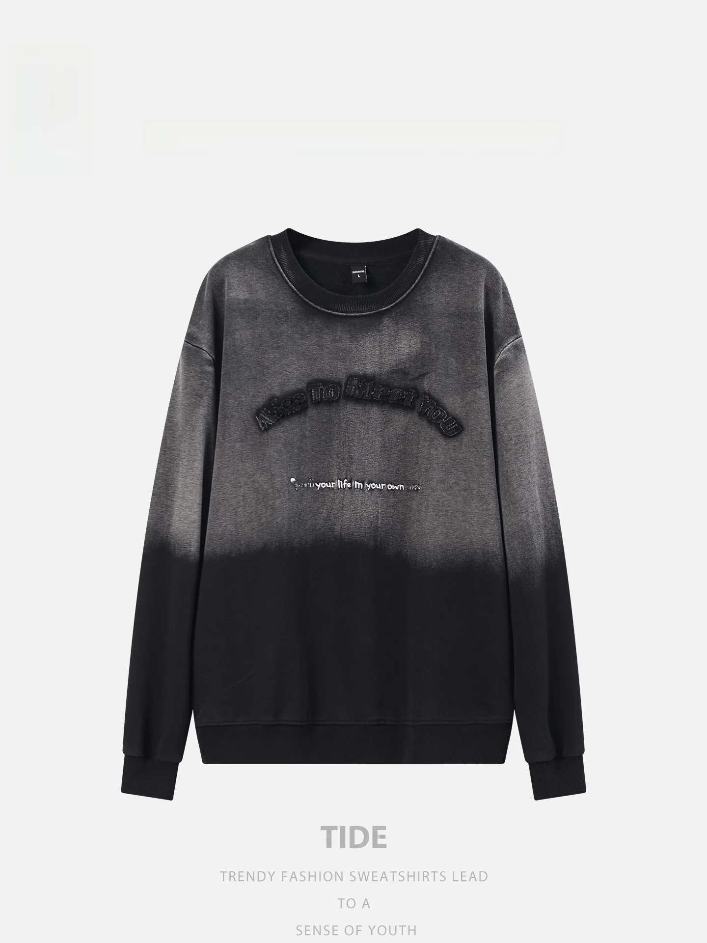 

Мужской свитшот Waed American High Street с круглым вырезом, модный брендовый, в стиле хип-хоп, с вышивкой и градиентным принтом, удобный, повседневный.