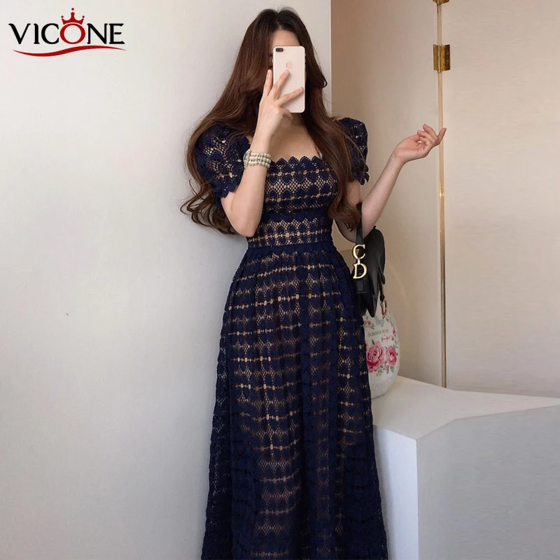 VICONE Chic lace dress elegant waist dress