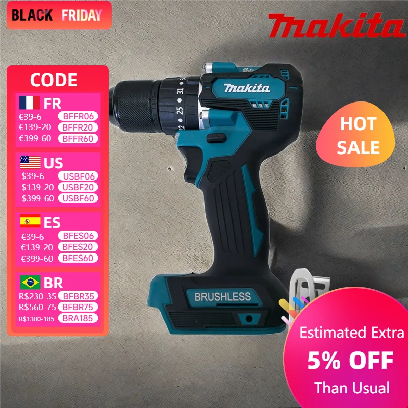 

Makita 18v power tools 13MM ,cordless brushless Driver rechargeable screwdriver impact electric power drill tools work