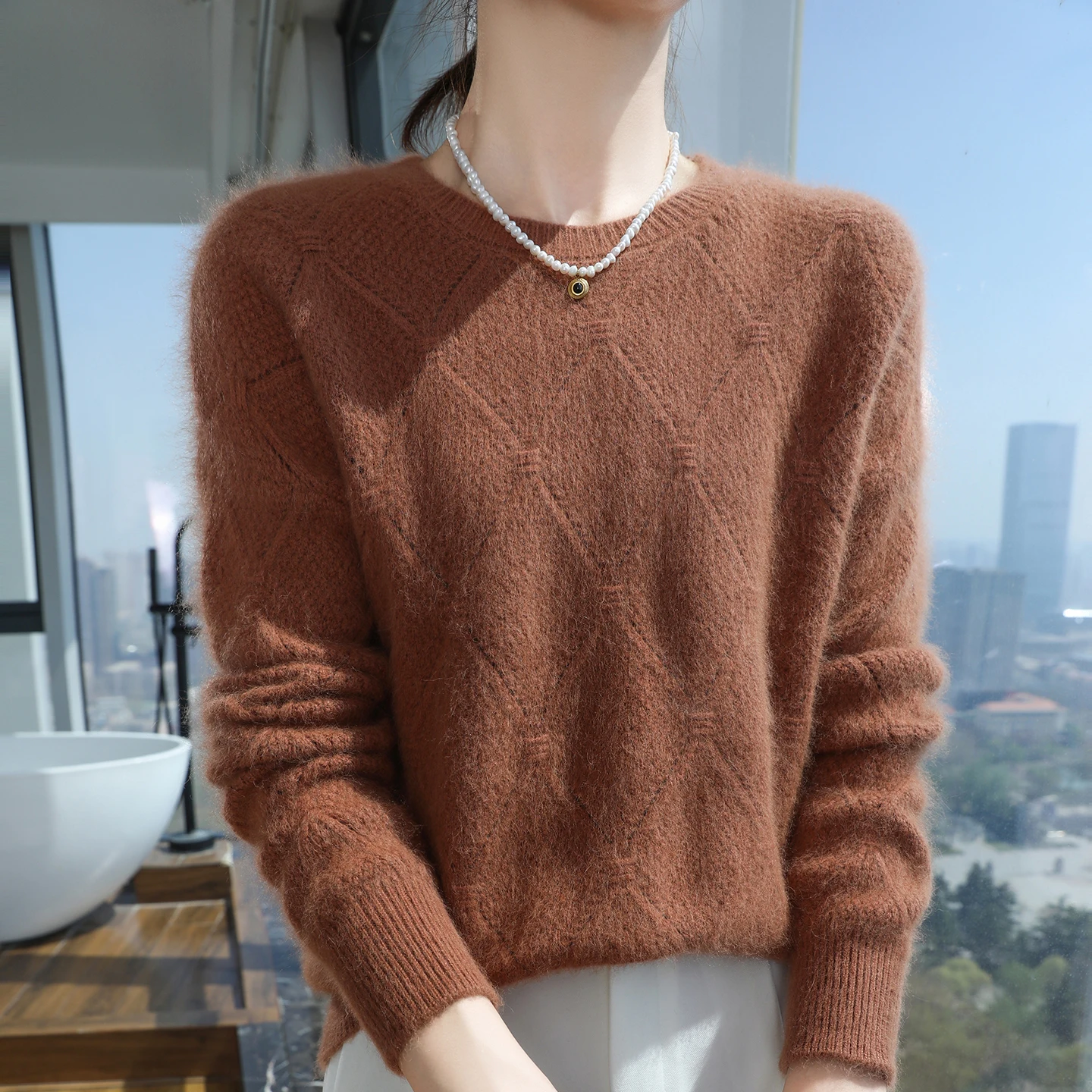 Suéter de piel de visón grueso - Cashmere Sweater Formal reseña y precio