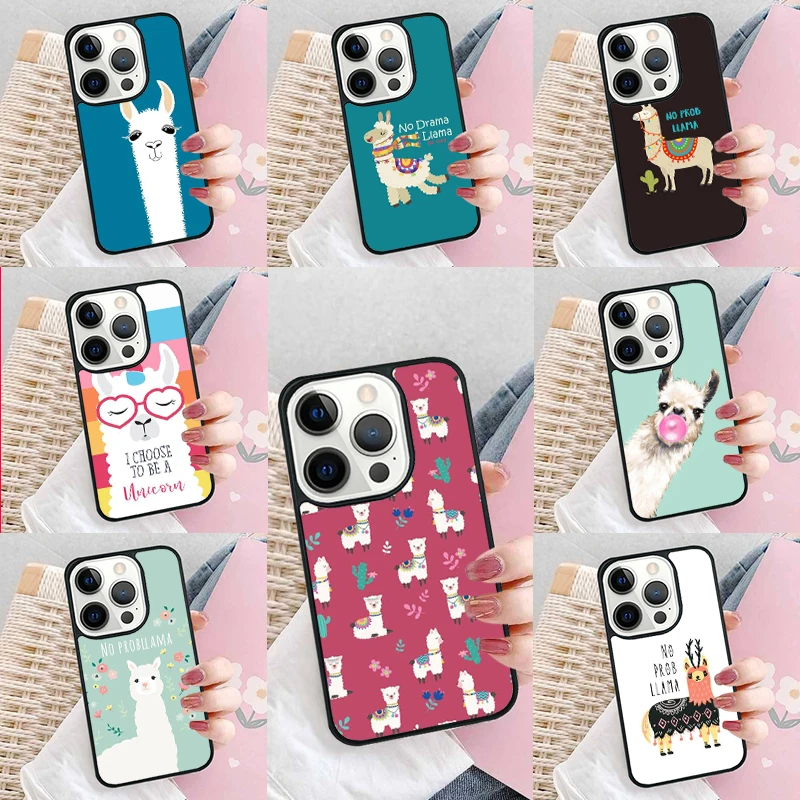 No Prob-llama Lama Quotes Phone Case Cover for iPhone 16 Promax 15 Pro 13 14 Plus 11 12 Mini XR XS MAX Coque