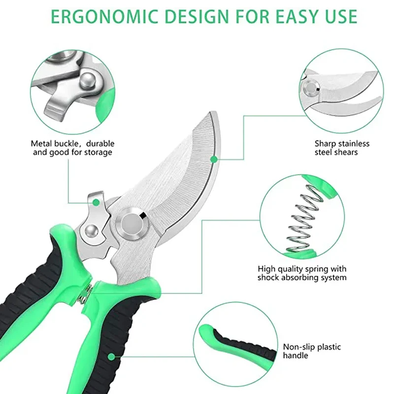 Pruner Garden Scissors Professional Sharp Bypass Pruning Shears Tree Trimmers Secateurs Hand Clippers For Garden Beak Scissors