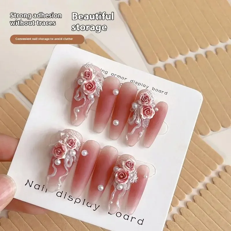 2Sheets Double Adhesive Tape False Nails Display Stand Glue Stickers Practice Showing Bar Traceless Patch Nail Art Tools