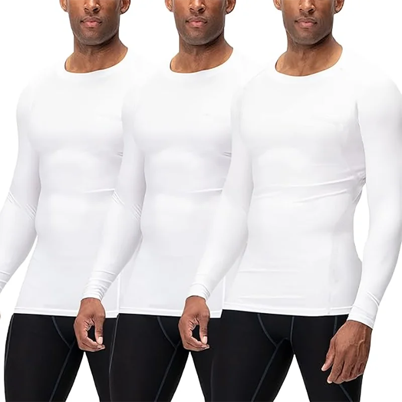 

3 Pack Men's Long Sleeve T-shirts Autumn Compression Shirts Quick Dry Cool Gear Sportswear for Garage Garden Gym Yard Workouts