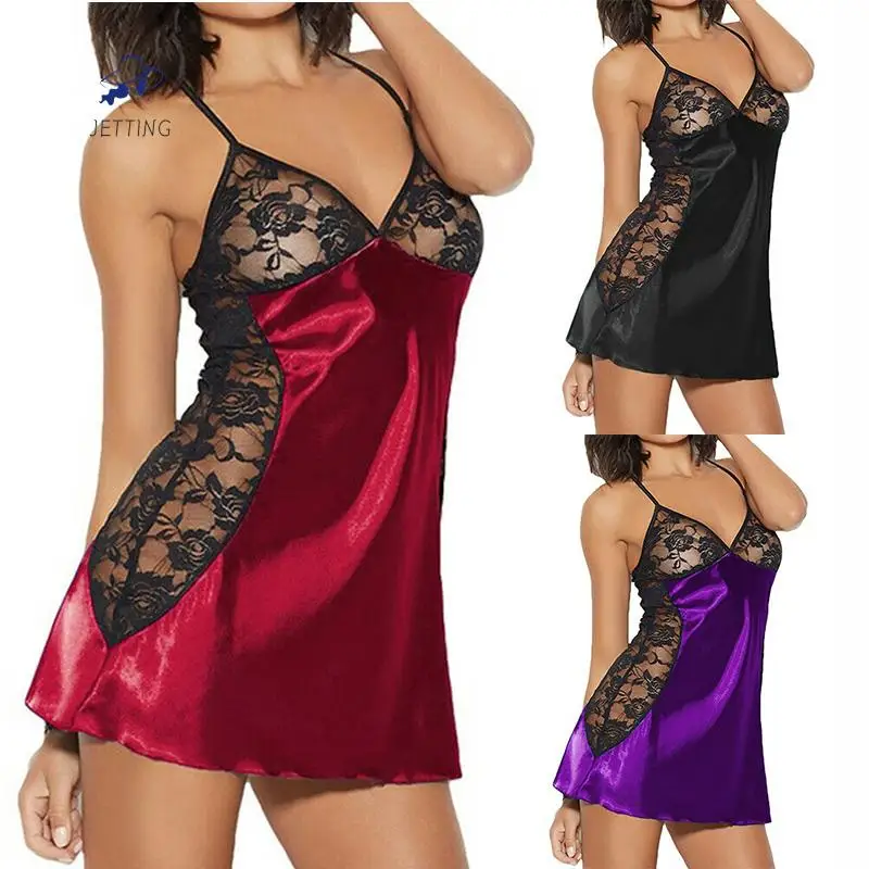 Women Nightdress Sexy Lingerie Lace Satin Silk Sleepwear Sex Hot Erotic Top Underwear Nightgown Babydolls Pajamas