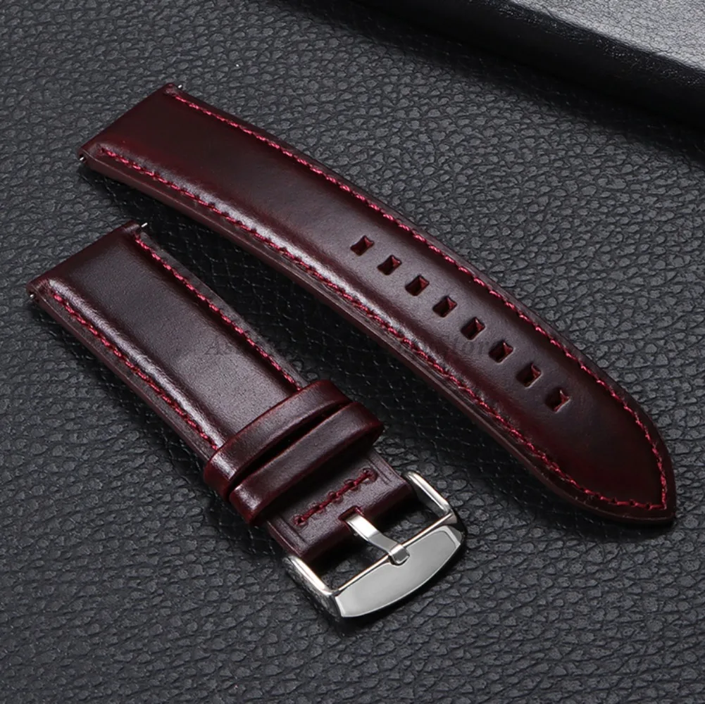 Genuine Leather Watch Strap 18mm 20mm 22mm 24mm 26mm Vintage Cowhide WatchBand Bracelet Men Women Universal Smartwatch Wristband