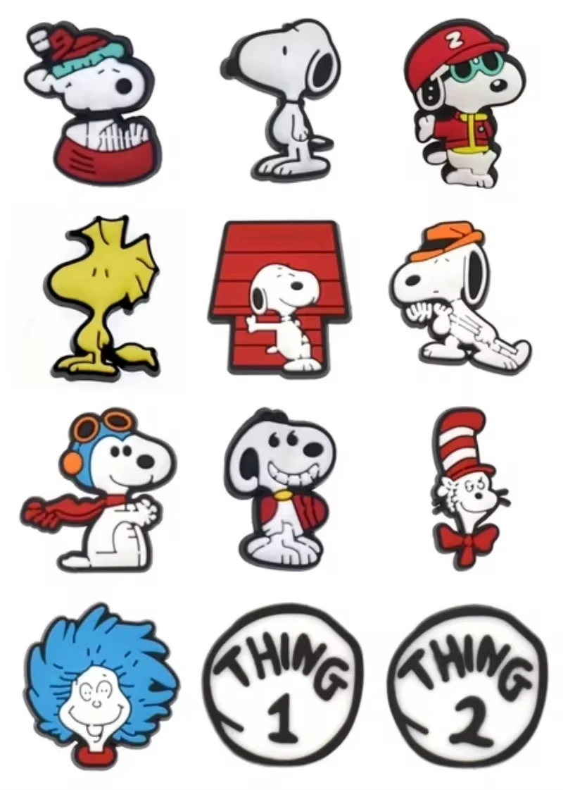 Miniso Hot Sale Snoopy Shoe Charms Cartoon Clogs Sandals Kawaii Dog Charlie Brown Diy Pvc Shoe Charms Aceessories Kid Gifts