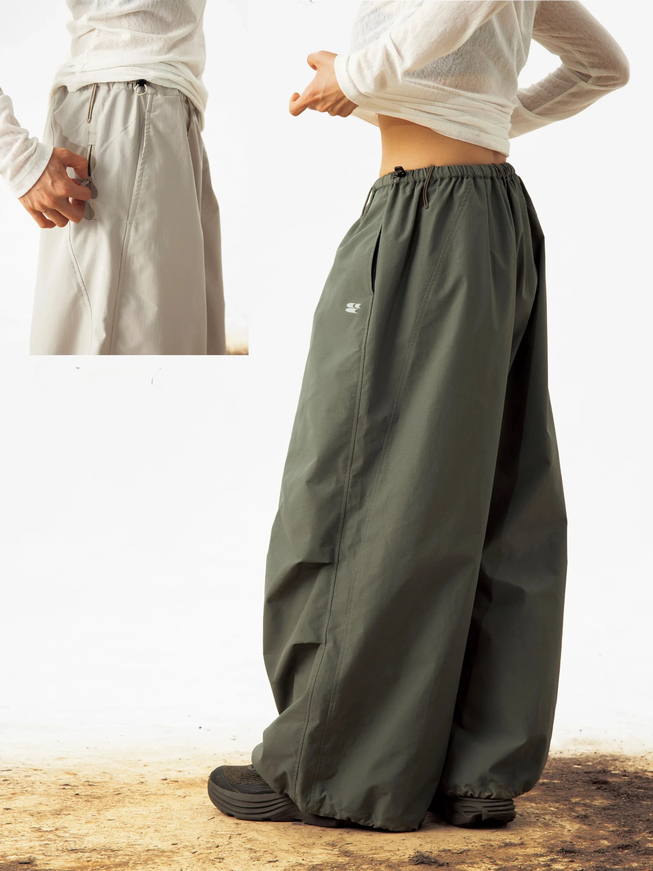 CryingCenter Air Pants Drawstring Version Small Logo Casual Trousers Loose Fit Polyester Fiber Unisex Everyday Wear