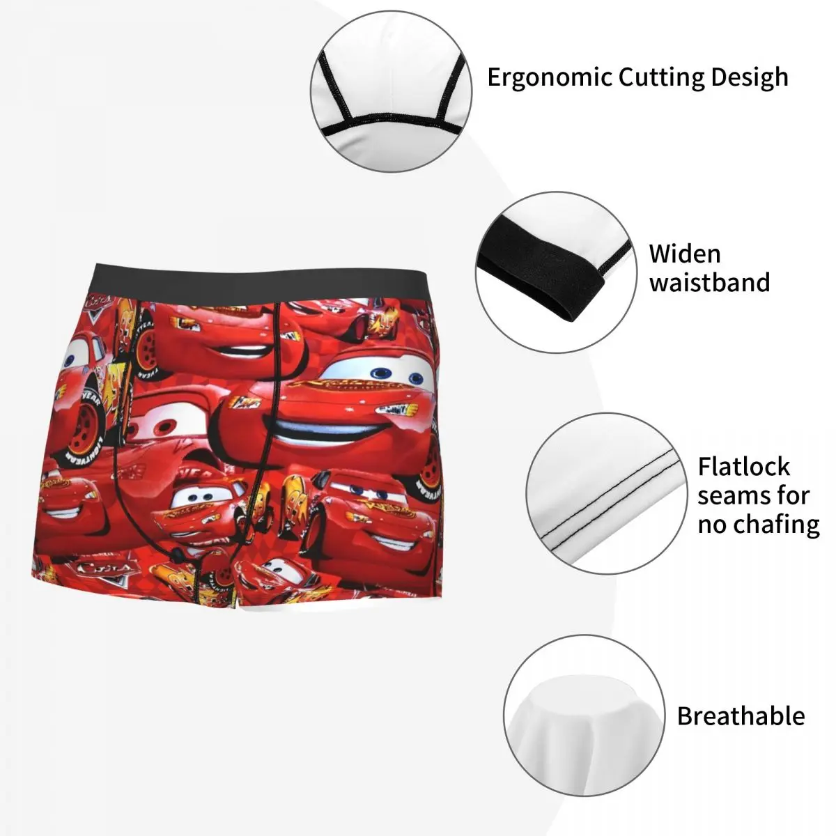 Custom Cars Lightning McQueen Boxers Humor Underwear Life Is A Highway Soft Boxer Shorts Gag Gift For Men Underpants Merch