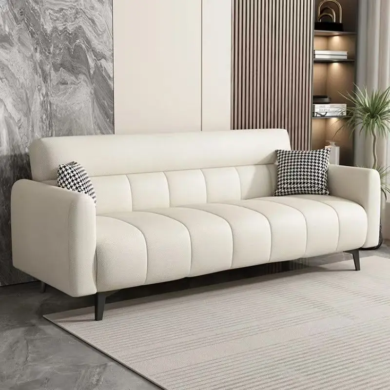 #* Modern PU Leather Three Seat Sofa Bed Dual-Purpose For Hotel Bedroom Living Room Eco-Friendly Soft Small Apartment Use
