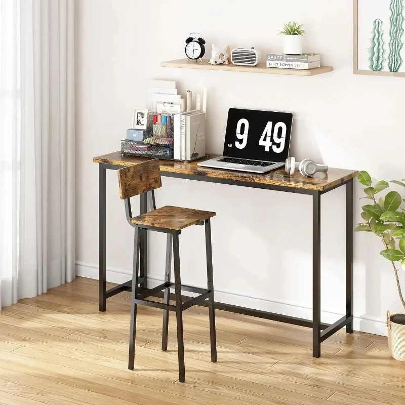

Bar Stools Tall Bar Stool Backrest And Footrest Industrial Style Counter Height Bar Stool Sillas Para Comedor Chairs For Kitchen