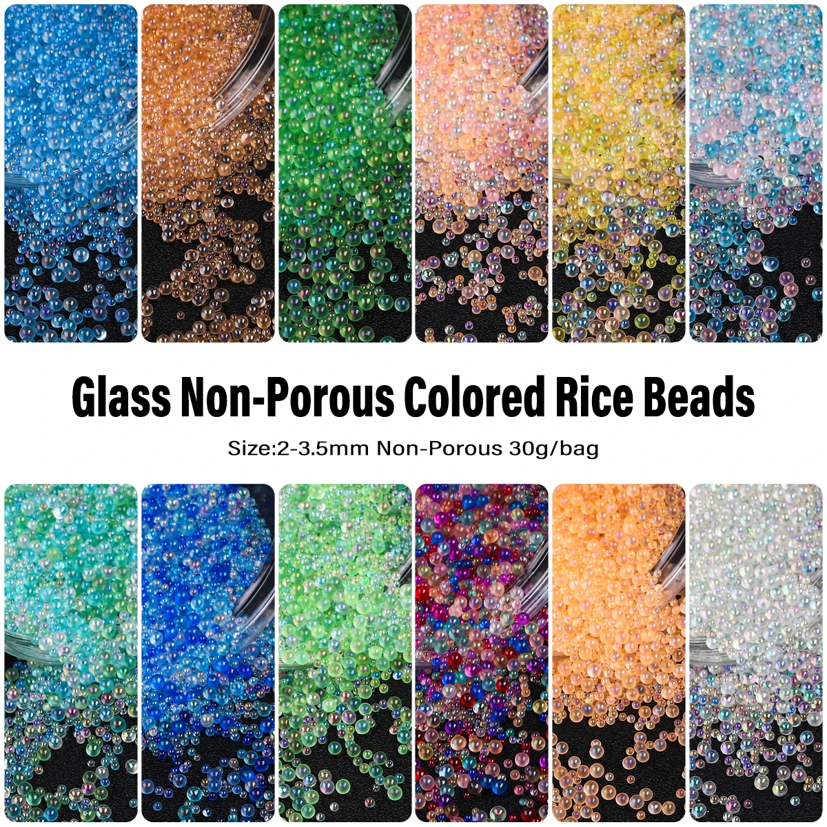 2-3.5mm Super High Quality Glass Non-Porous Colored Rice Beads For Handmade DIY Jewelry Making Beaded Bracelet Necklace 30g/bag