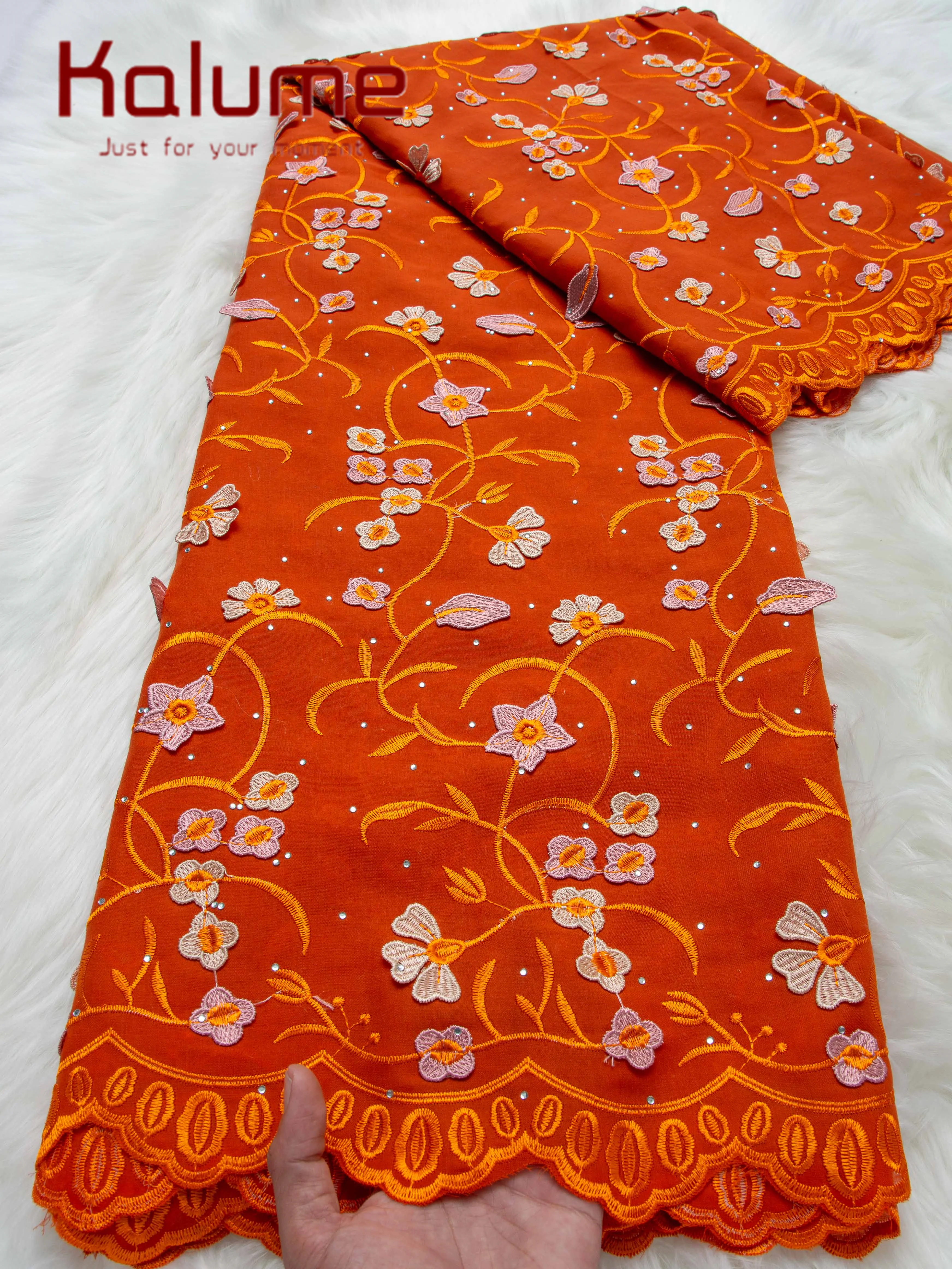 

Африканское кружево Kalume 2026, вышитое, высококачественное нигерийское кружево, хлопковое кружево для пошива женских платьев F4367