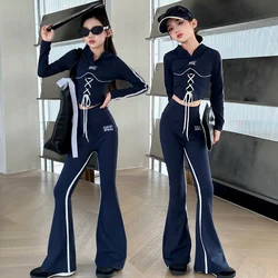 Girl' Sports Set Autumn Contrast Colors Patchwork Stripe Pants Slim Suit Kids Clothing Suit Casual Child's Hoodies Shirt Outfits