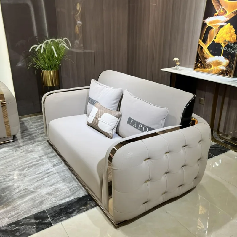 Customizable Furniture Tufted Button Sofa Set 7 Seats Modern Living Room Sofa Set Luxury Gold Decoration