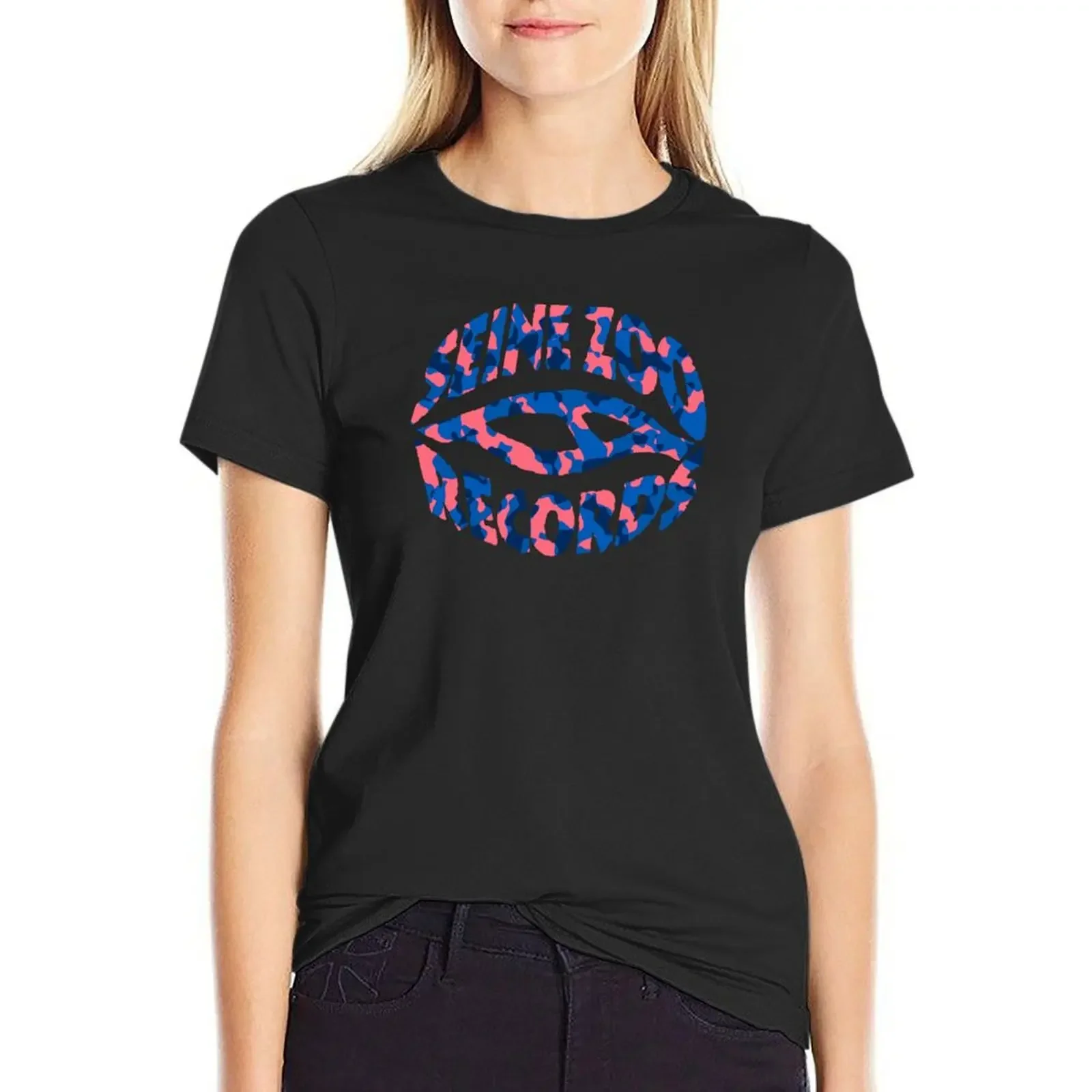 

Seine Zoo Camouflage blue / pink T-Shirt plus sizes summer top Female clothing plus size tops t-shirt dress for Women long