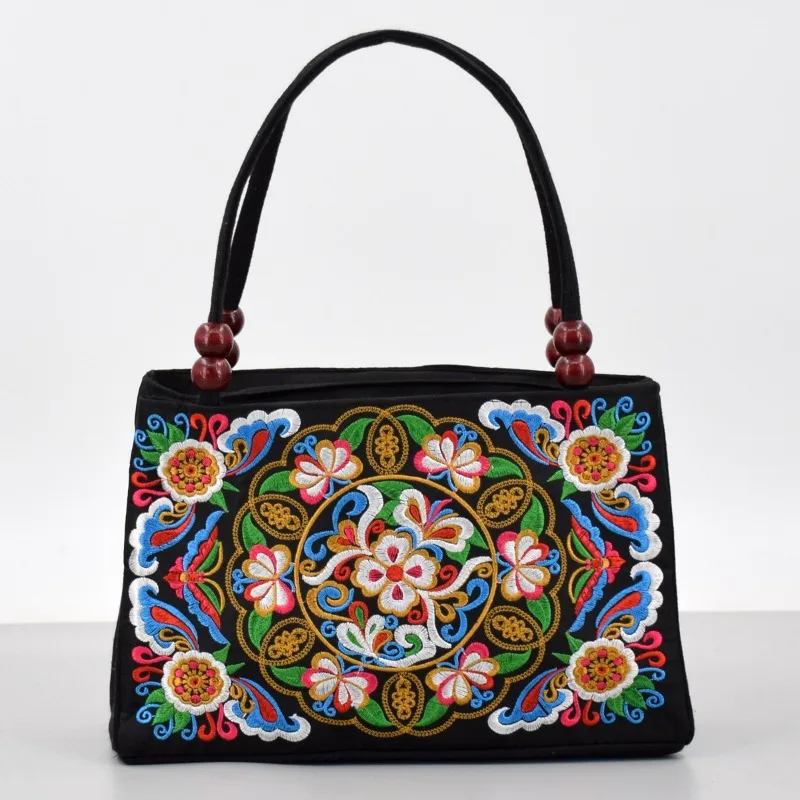 

Women's Fashion Purses and Handbag Trendy Zipper Canvas Bag Stylish Floral Embroidered Handbag Tote Bags for Women