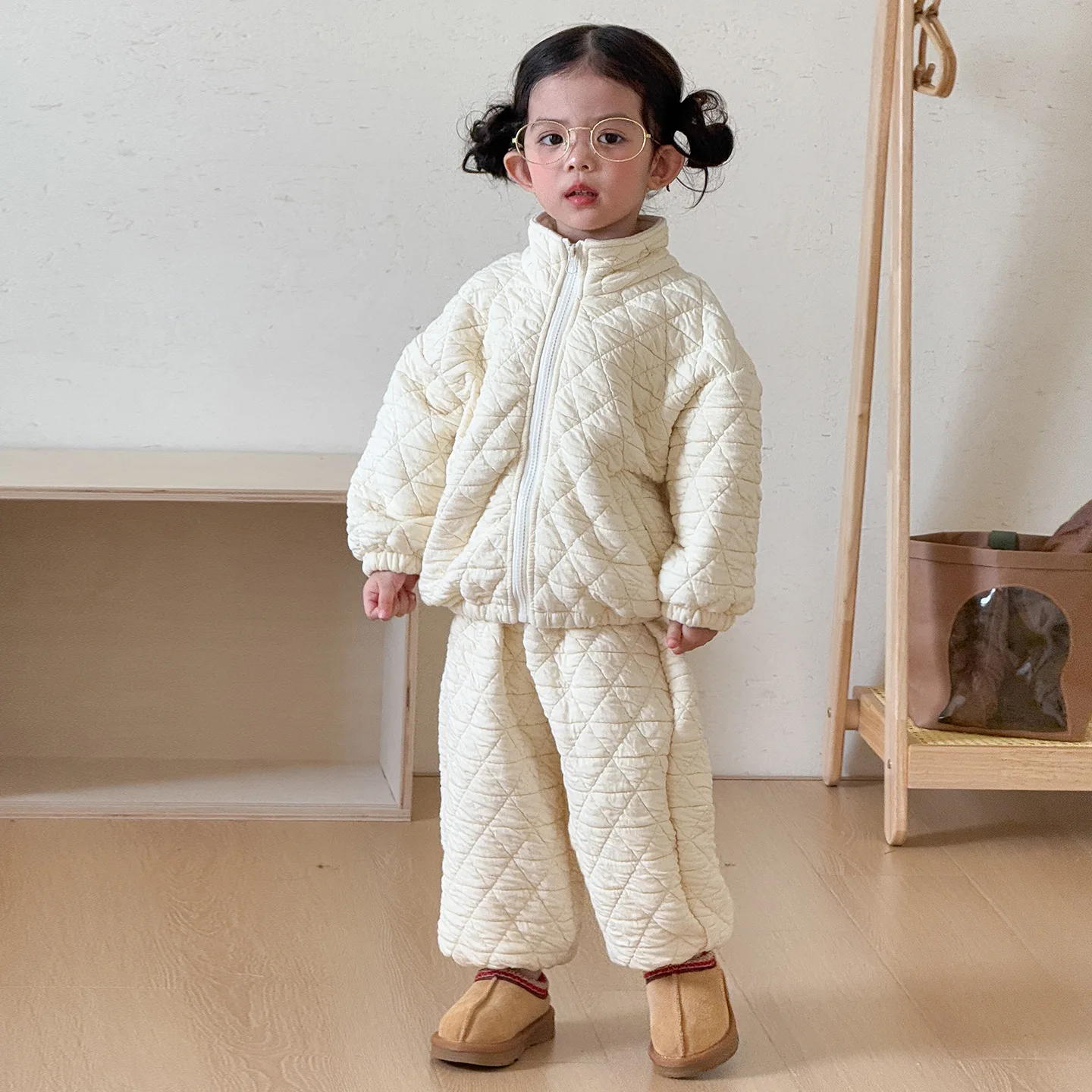 Winter Children Warm Clothes Set Boys Girls Quilted Jacket + Casual Pants 2pcs Suit Kids Cotton Thick Outfits 1-8 Years